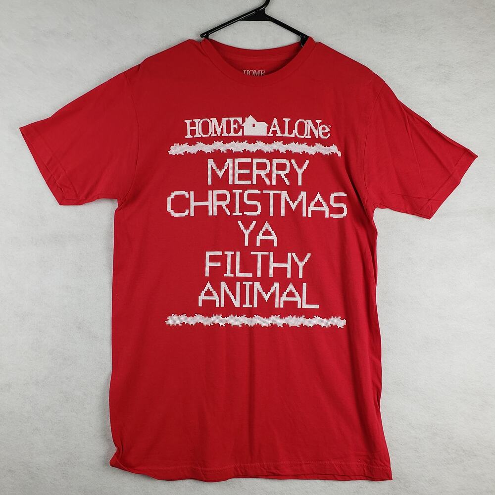 Home Alone L Merry Christmas Ya Filthy Animal Tee Shirt Red Cross Stitch Graphic